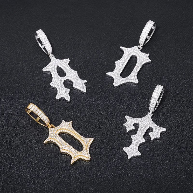 Moissanite S925 Sterling Silver Bling Ice Out Thorns Letters Pendants Necklace for Men HIP Hop Rapper Jewelry Gold Silver Color
