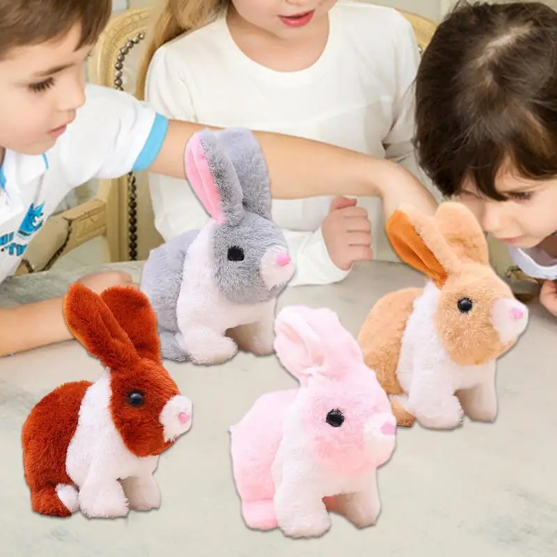 Peluche eléctrico interactivo de conejito para niños, peluche juguete de hecho a mano, Animal de peluche suave, conejo, Robot de peluche, decoración de Ester para el hogar