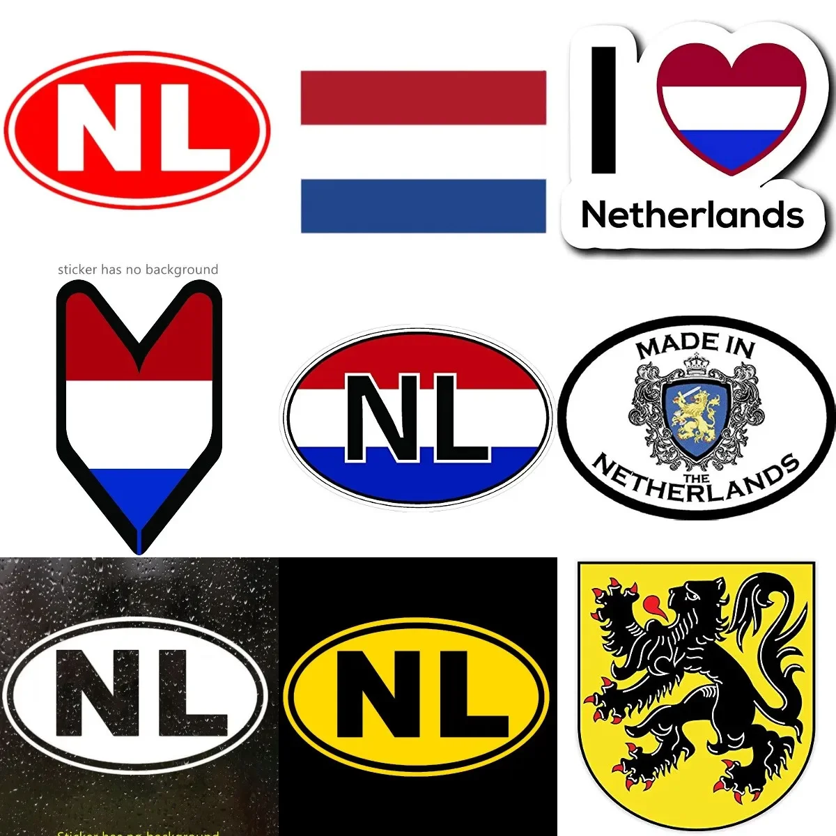 

NL Netherlands Flag National Emblem PVC Sticker for Decorate Fridge Wall Room Car Bicycle Truck Motorcycle Helmet Bumper Decal