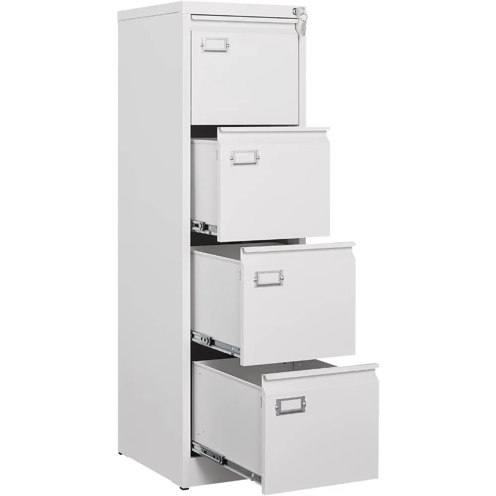 4 Drawer File Cabinet, Filing Cabinets for Home Office, Metal Vertical File Storage Cabinet with Lock