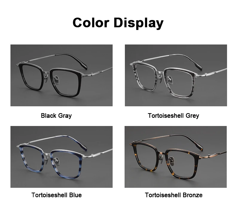 Luxury Brand Replica Acetate & Pure Titanium Glasses Large Size 155mm Big Face Ultra-light Eyeglass Unisex Ox Horn Grain Frame