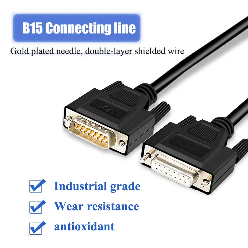 Industrial Grade DB15 Connection Cable Gold-platd 15Pin Data Wire 26AWG Shielded Male to Female Parallel Port Extension Line