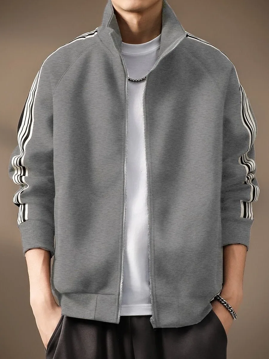 

Ретро американский открытый кардиган, толстовка, джет, мужской осенний новый модный свободный повседневный спортивный джерт с воротником-стойкой