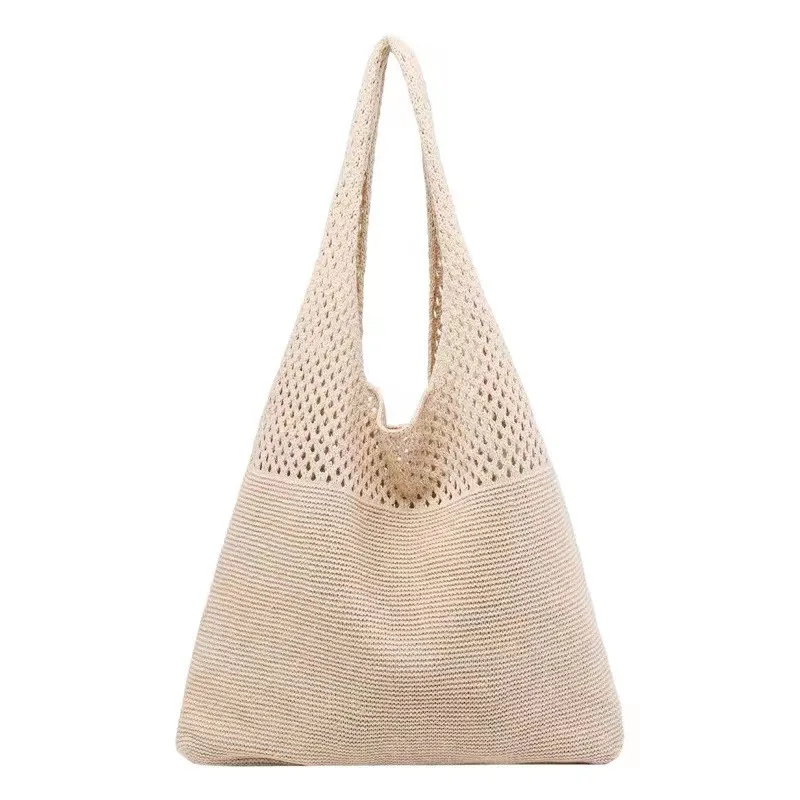 Mesh Hobo Shopping Bag Women Bags Korean Large Capacity Knitted Hollow Shoulder Bag Boho Woven Summer Beach Shopper Bucket Tote