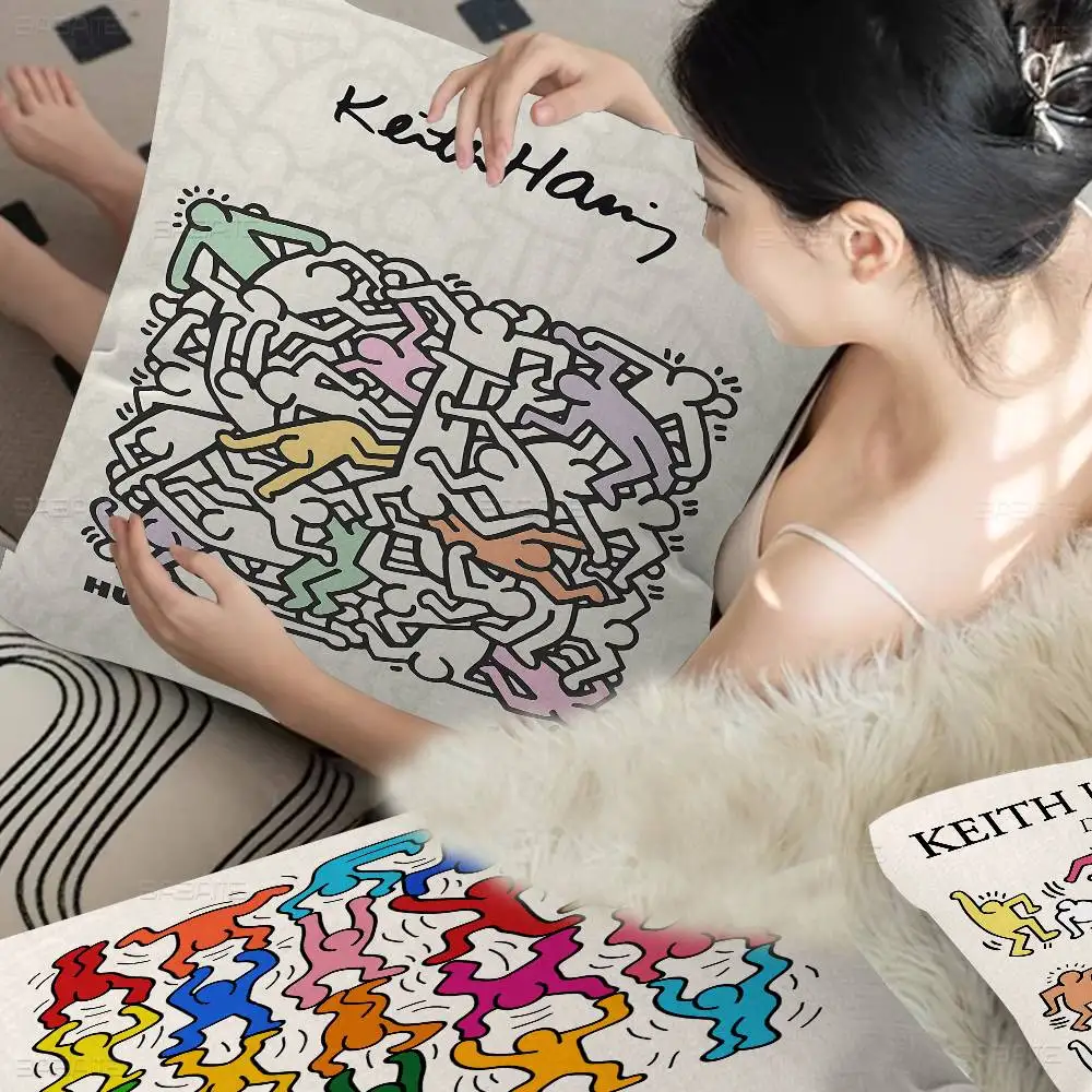 K-KeithS Artist Art H-Haring 45*45cm Cushion Cover Pillow Cover Decor Pillowcase Home Pillowcase for Couch Pillow