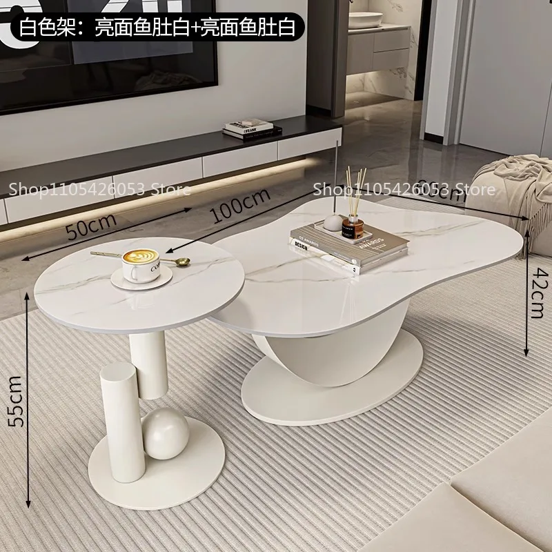 Minimalist living room household modern simple rock slab coffee table light luxury high sense irregular coffee table small table image 3