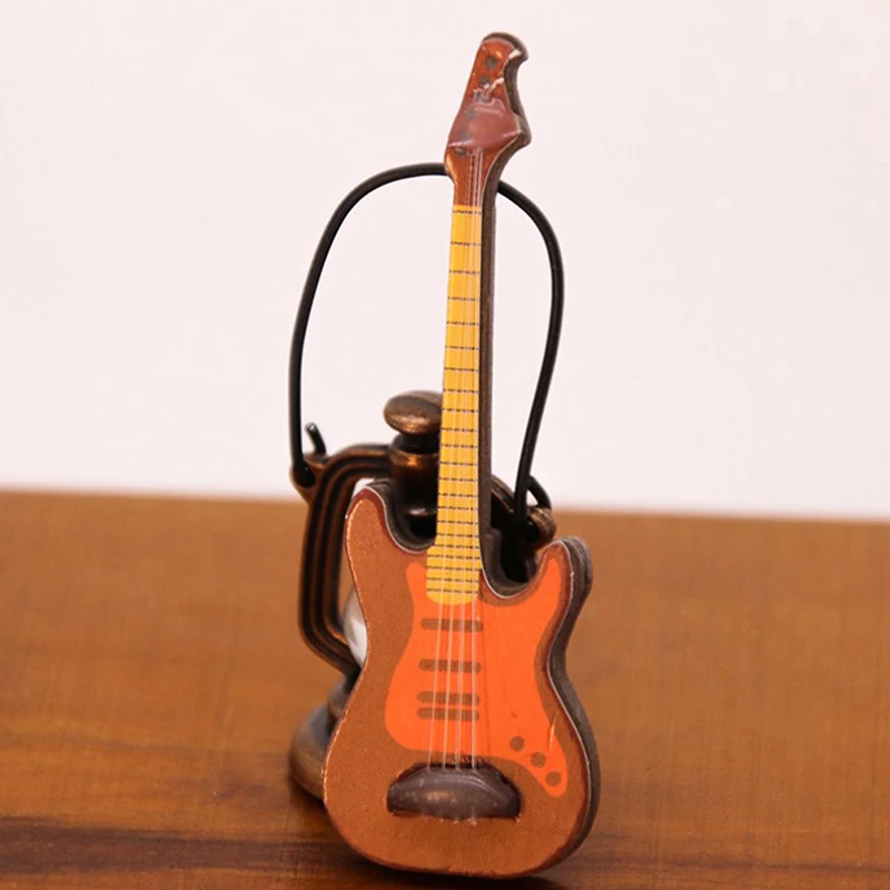 1:12 domek dla lalek miniaturowy Mini gitara klasyczna Instrument zabawkowy Model do dekoracji domu prezenty dla dzieci do rękodzieła z drewna