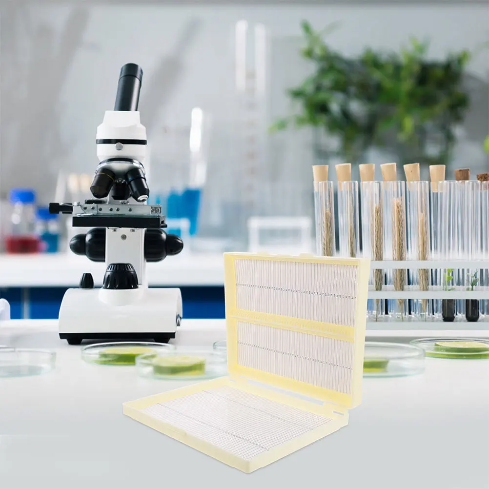 

2Pcs Microscope Slide Holder Box Durable and Safe for Storing Slices and Slides Laboratory Research Tool Specimen Box