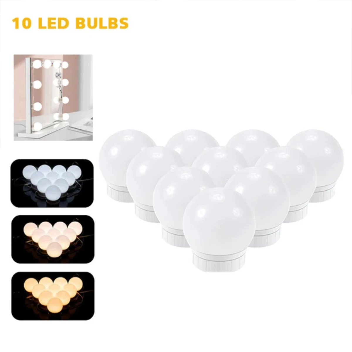 Makeup Mirror Light Bulbs USB Charging Vanity Makeup Mirror Lights Bathroom Dressing Table Lighting Dimmable  Wall Lamp Mirror