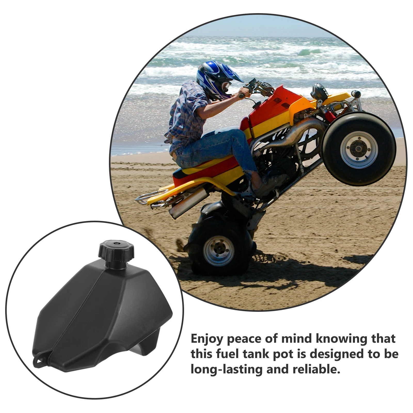 

Motorcycle Gas Tank Plastic Fuel Bottle for Mini Bike 50cc-125cc Large Capacity Durable Easy Install