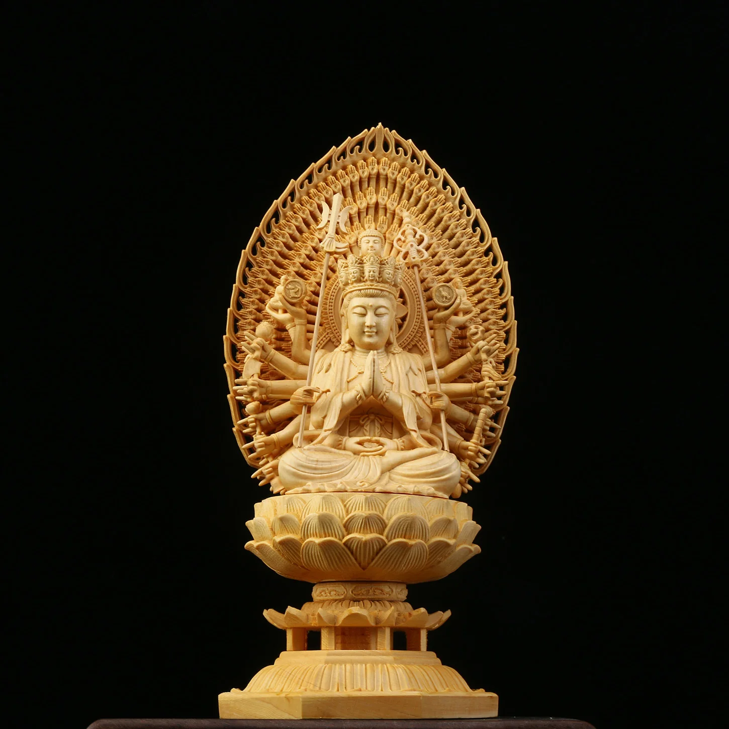 Cypress Wood 28cm Boxwood 18cm Eight Buddha Sculpture Sakyamuni Carving God Statue Worship Feng Shui Home Decor