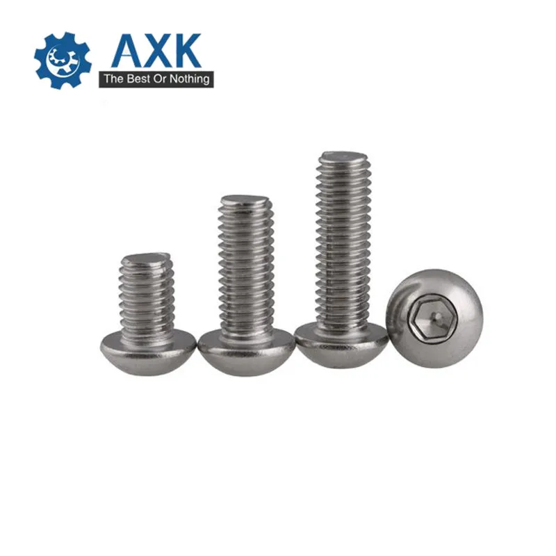 Axk 50Pcs M2 M2.5 M3 M4 M5 304 Rvs A2 Ronde Kop Schroeven Paddestoel Zeshoekschroeven schroef