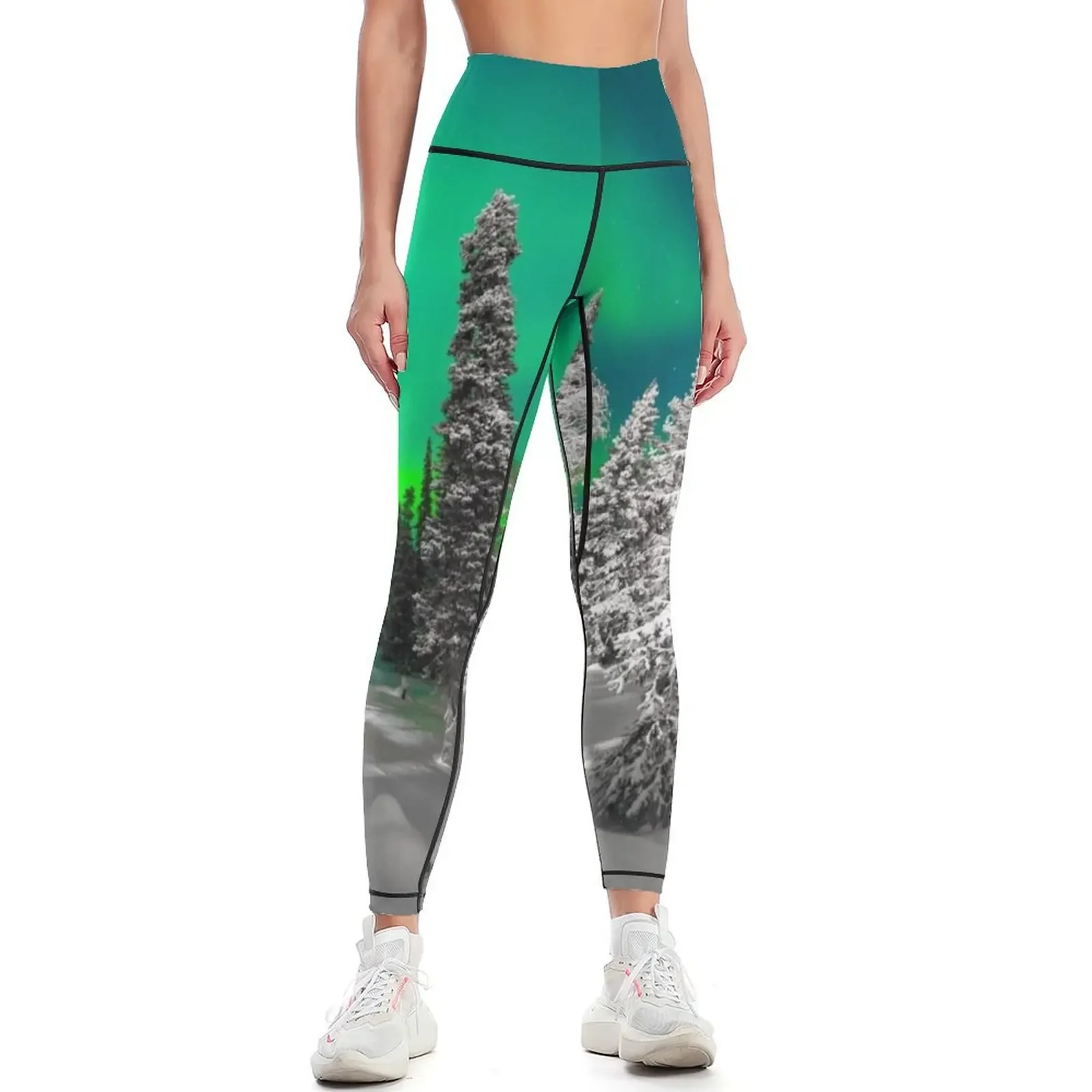 

Northern Lights, Aurora Borealis, Arctic, Winter, Alaska Leggings Women's push up Leginsy push up Womens Leggings