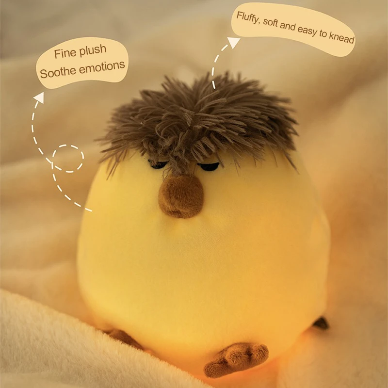 Plüsch-Nachtlicht für Kinderzimmer, flauschiges Stofftier, Baby, schlafendes Plüschtier, wiederaufladbares Nachtlicht