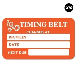 1Lots 10x Timing Belt Service Due Orange Sticker Decal Oil Next