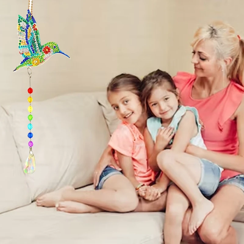 Diamond Picture Suncatcher Wind Play Craft Set Kit Kids DIY 5D Diamond Picture Pendant Set Kit