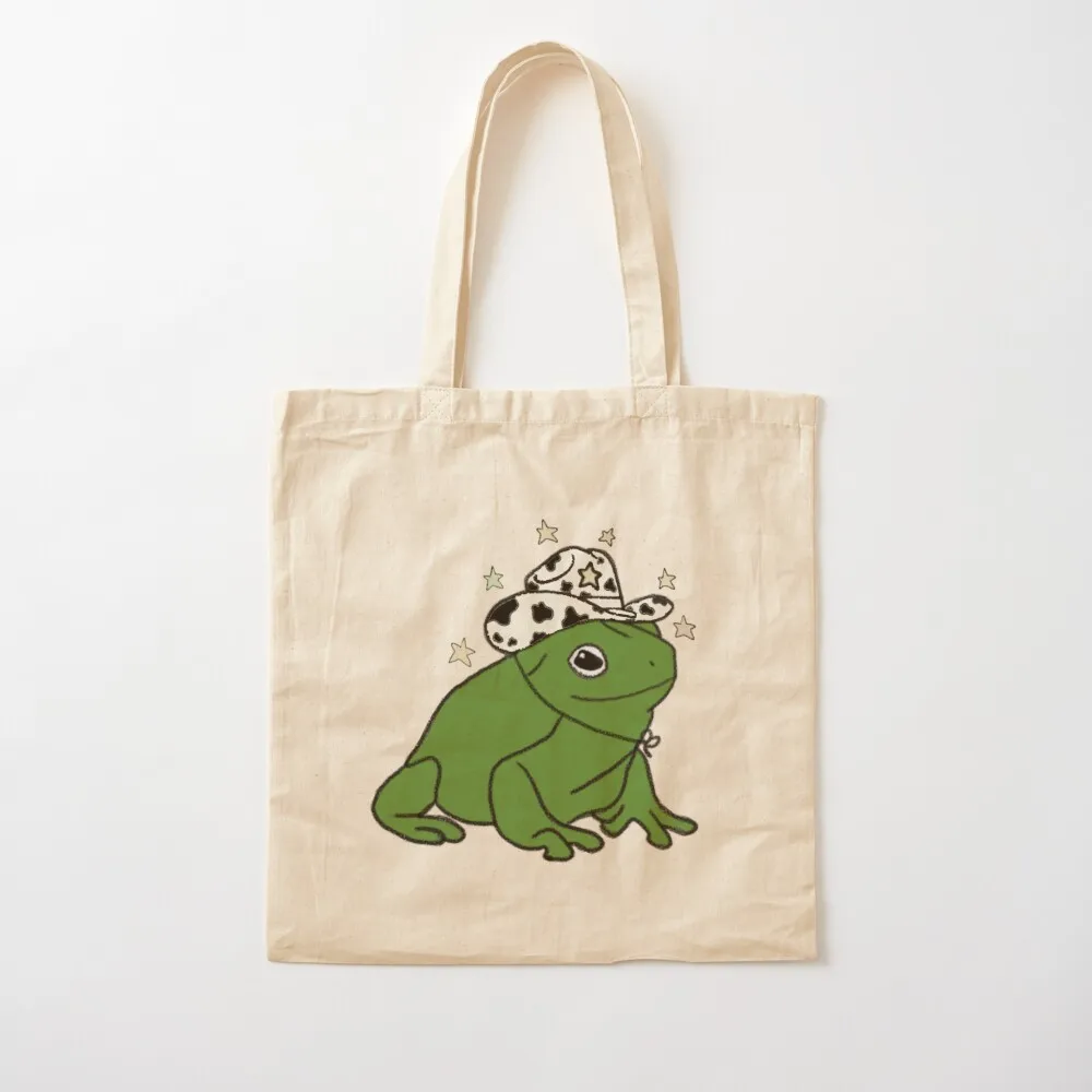 

Frog with a cowboy hat Tote Bag shopper bags cute pouch bag Women's bags Eco bag Canvas Tote