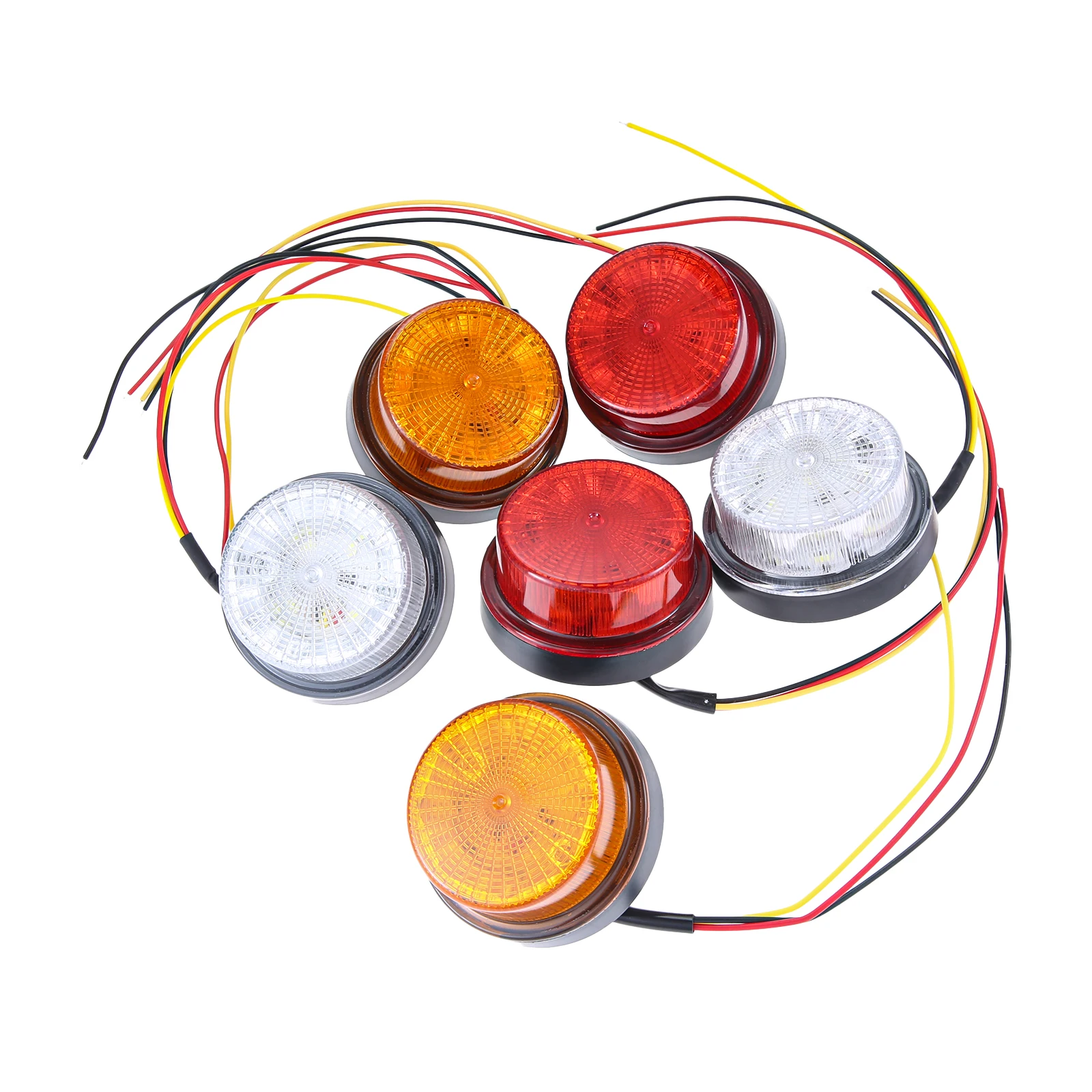 

2pcs Waterproof Round LED Warning Lights LED Flashing Light 12V-24V 7.7*7.7*3.6cm Flash/Rotate Car Light Accessories 3 Colors