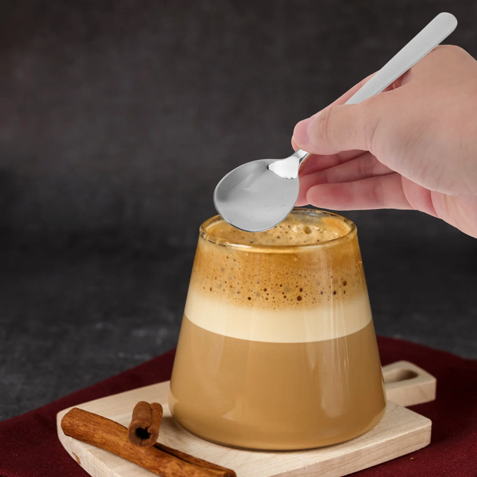 

12pcs Stainless Steel Spoons Long Handle Thickened Coffee Stirring Spoon Silver Color Home Kitchen Utensils
