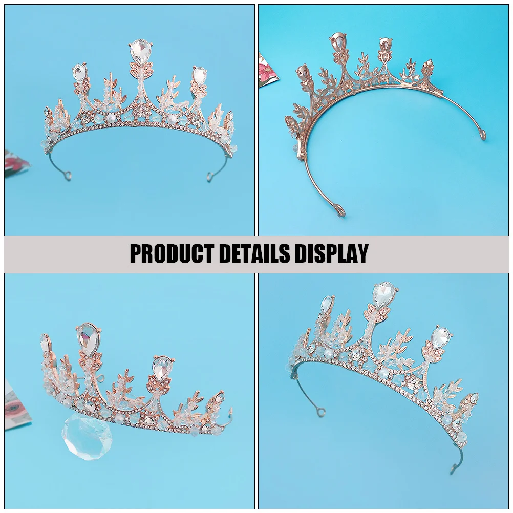 

1Set Girl Crown Headband Rhinestone Decorative Necklace Clip on Earrings Birthday Party Little Girl Crown Kit Elegant Stylish
