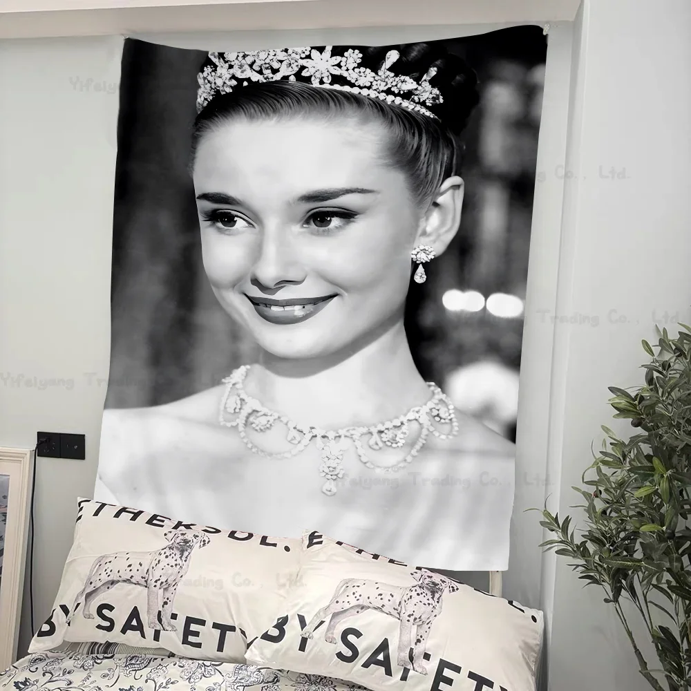 

Black And White Audrey H-Hepburn Classic Photos Hippie Wall Hanging Tapestries Art Science Room Home Decor Kawaii Room Decor