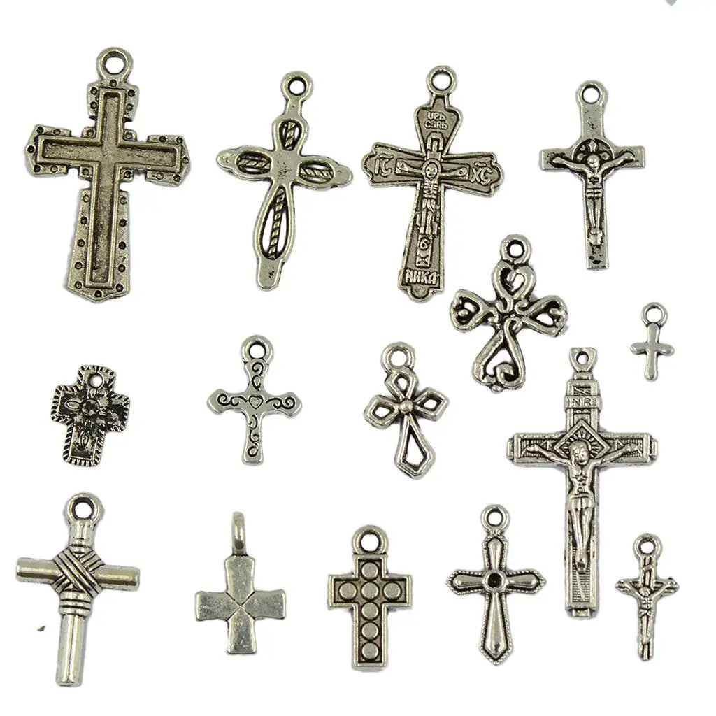 

50Pcs Assorted Vintage Cross Charms Pendants Mix DIY Jewelry