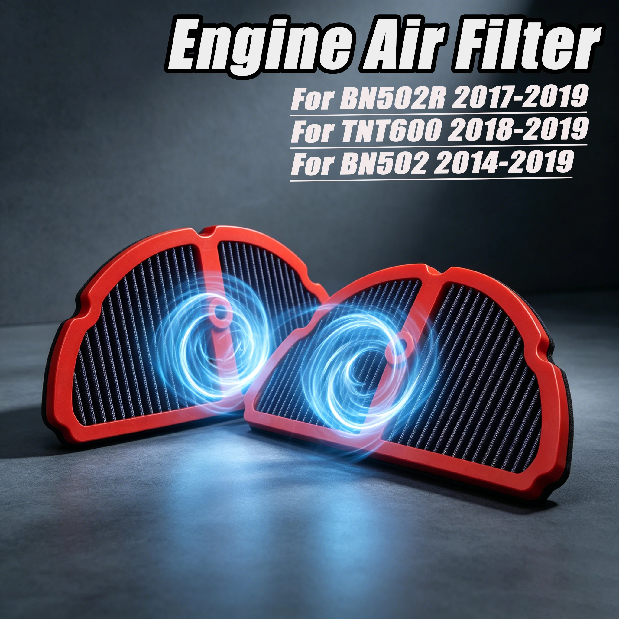 

2pcs Motorcycle Air Filter Cleaner For Benelli TNT600 BN502 BN502R High Flow Replacement Engine Air Intake Filter Element