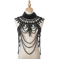 European and American Pearl body chain dress accessories Wedding shoulder chain jewelry women's exaggerated handmade multi-layer