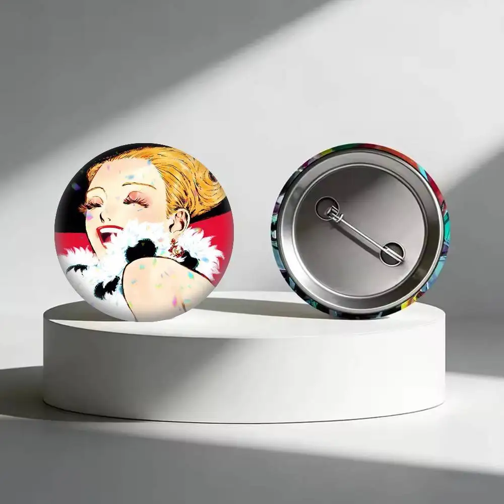Cartoon V-Veil E-Emma  25 32 44 58 75mm Badges Personalized Round Brooches Pins Accessory Gift