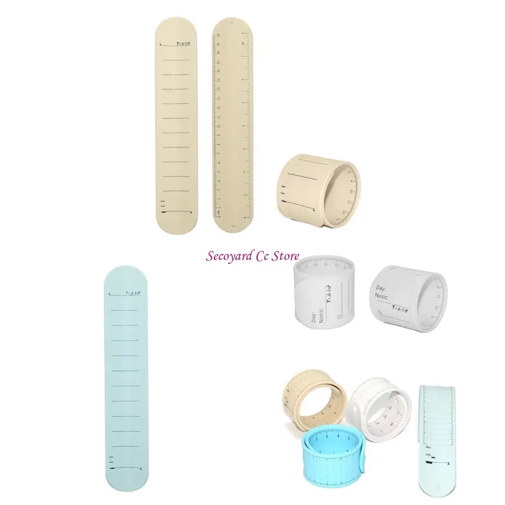 

N3UC Silicone Memo Wristbands Wearable Slap Bracelet Memo Notepad with Ruler Scale Reusable Note Wristband for Adult Student