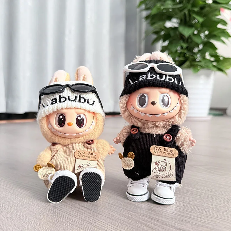 

Doll Clothes for 14cm 17cm Labubu V1 V2 V3 Cartoon Cute Bear Moon Overalls Suit Glue Doll Replacement Clothes