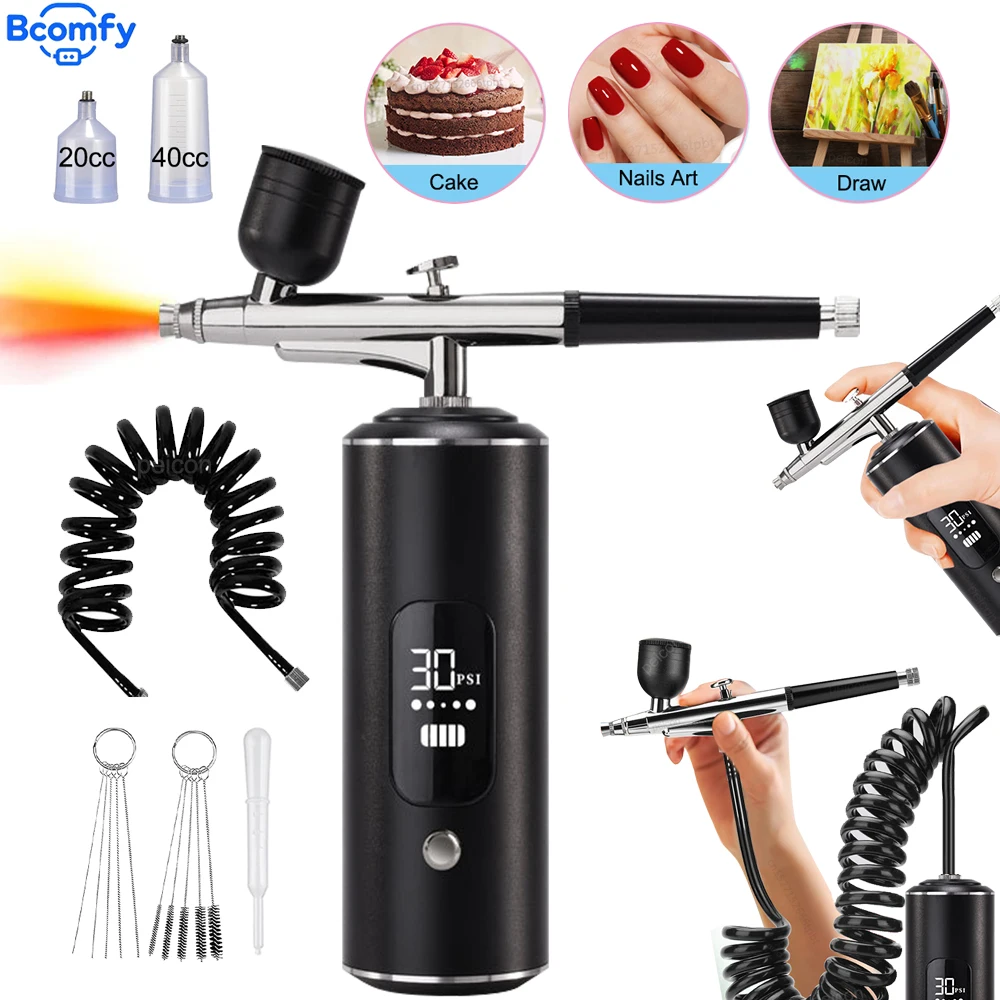 Portable Airbrush With Compressor Mini  Art Painting Spray Gun Rechargeable Compressor Airbrush for Nail Art Craft Cake Painting