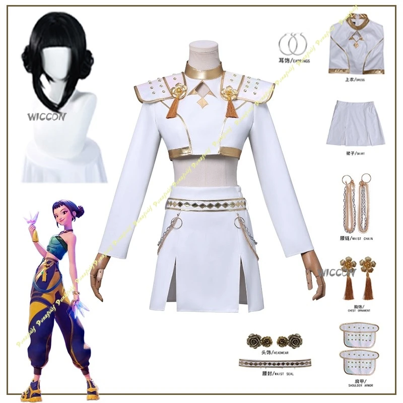 KPop Demon Hunters Anime Rumi Zoey Mira Costume Cosplay Parrucca Bianco Oro Set Capelli Lunghi Ragazze Donne Natale Carnevale di Halloween