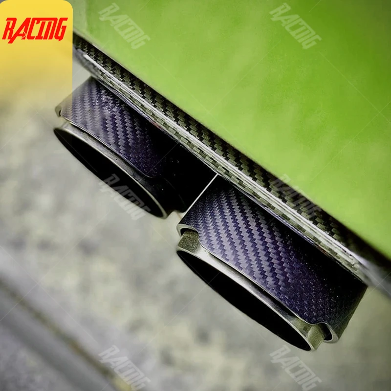 Universal 101mm Outlet Double Exit Carbon Fiber Glossy Muffler Tip Y Shape Exhaust Pipe Modify Nozzle car Decoration