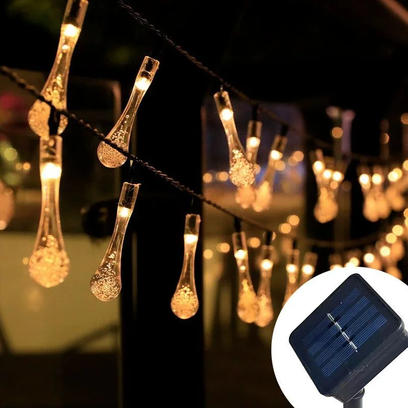 

20/30 LED Solar Water Drop String Lights Outdoor Decor Garland Fariy Lights Christmas Wedding Birthday Party Garden Ramadan