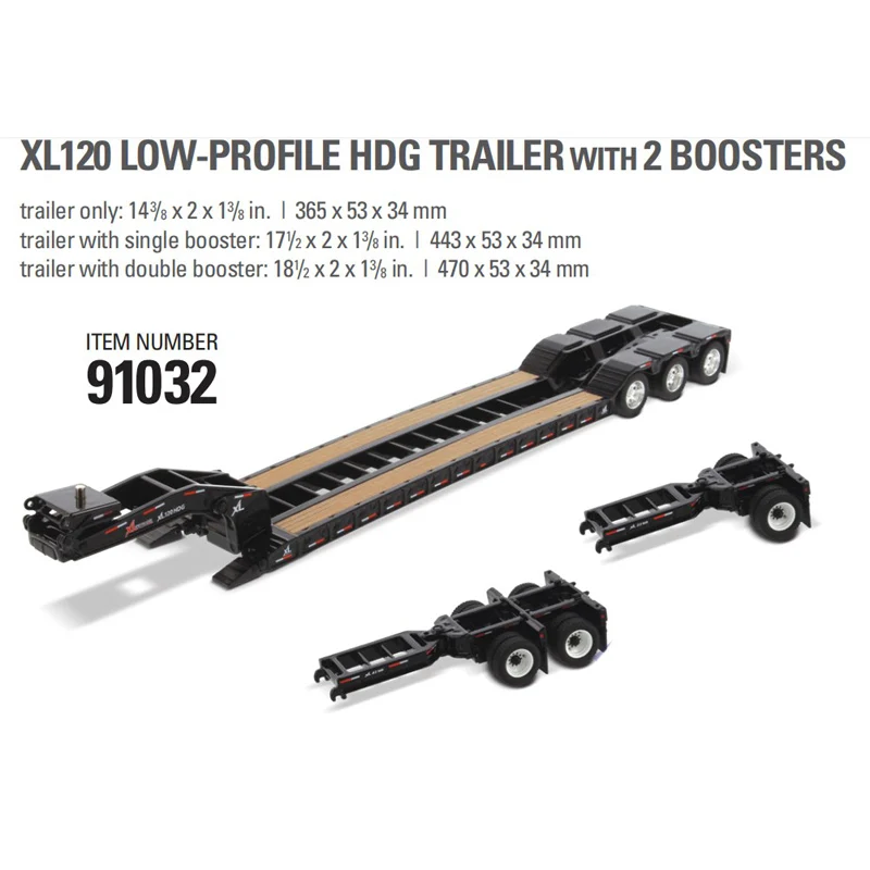 1:50 Diecast Masters XL120 LOW-PROFILE HDG TRAILER WITH 2 BOOSTERS 91032 model Gifts Souvenir