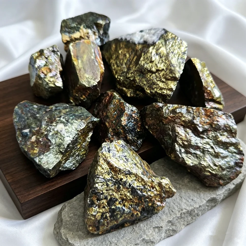 Natural Copper Ore Chalcopyrite Mineral Containing Gold Silver Crystal Stone Teaching Collect Specimens Experimental Home Decor