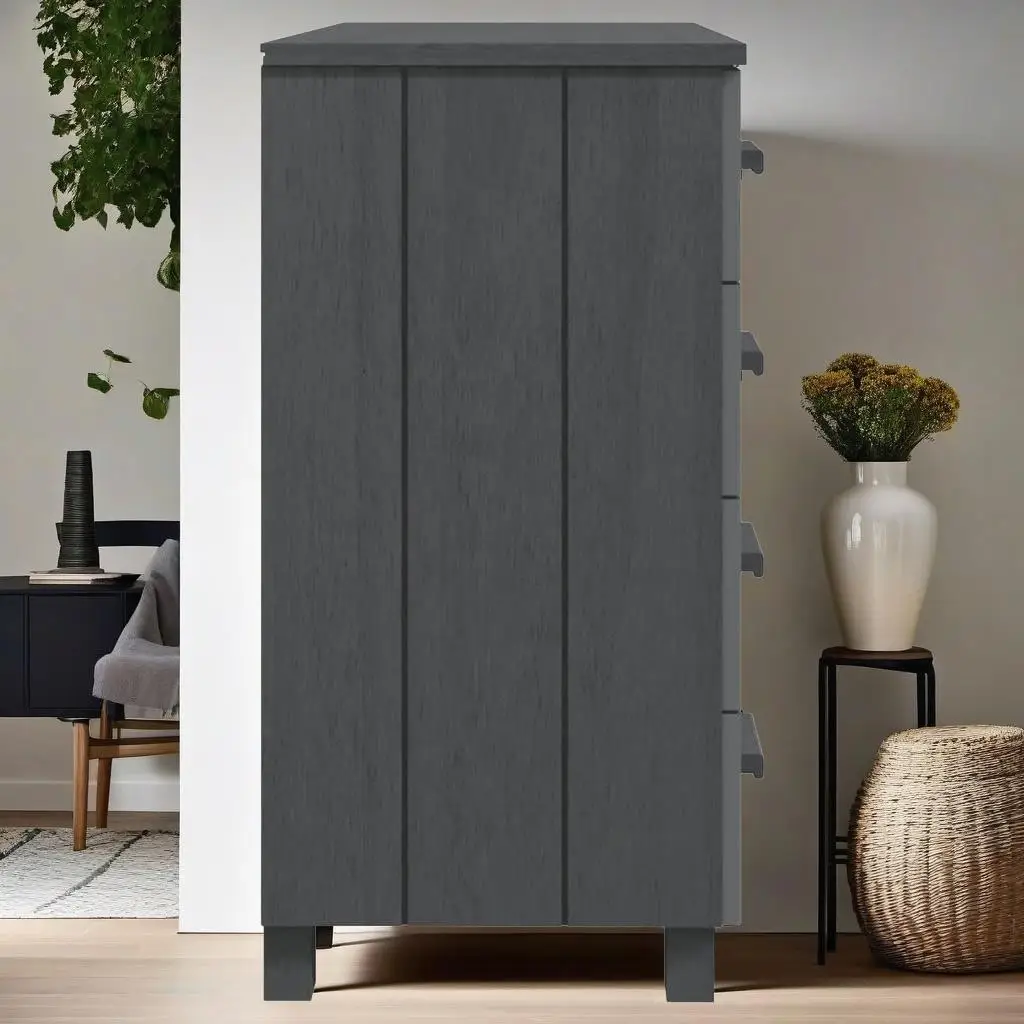 HAMAR Dark Gray Sideboard - 31.1x15.7x31.5 Solid Pine Wood Storage Cabinet