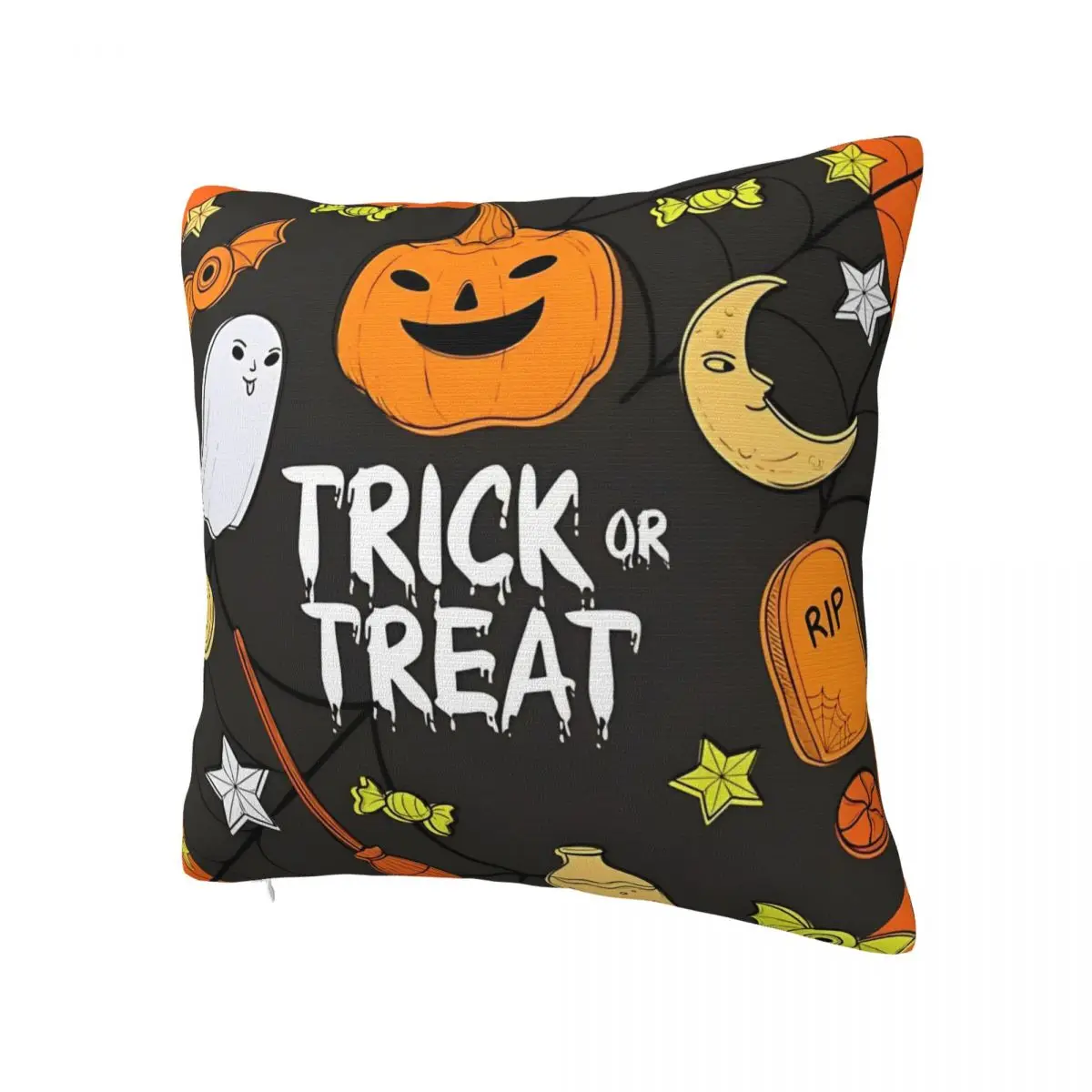 Trick Or Treat Cute Halloween Pumpkims Pillowcase Soft Cushion Cover Decorative Pillow Case Cover Seater Zippered 40*40cm