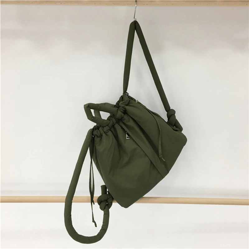 Backpack Travel Casual Puffer Bags For Women Luxury Designer Handbags Purse 2023 Nylon Soft Stuffing Cotton Drawstring Shoulder