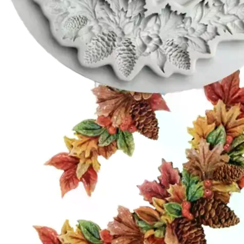 Christmas Silicone Mold Pinecone Fondant Cake Decoration Silicone Mold Hand Made Decorating Leaves Chocolate Candy Kitchenware