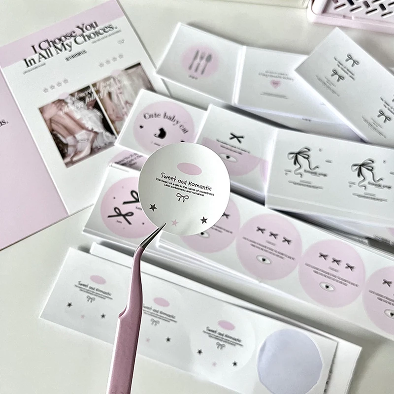 

36Pcs Korean INS Ballet Ribbon Bow Round Sealing Sticker Girl 3-inch Photo Card Packing Bag DIY Decor Label