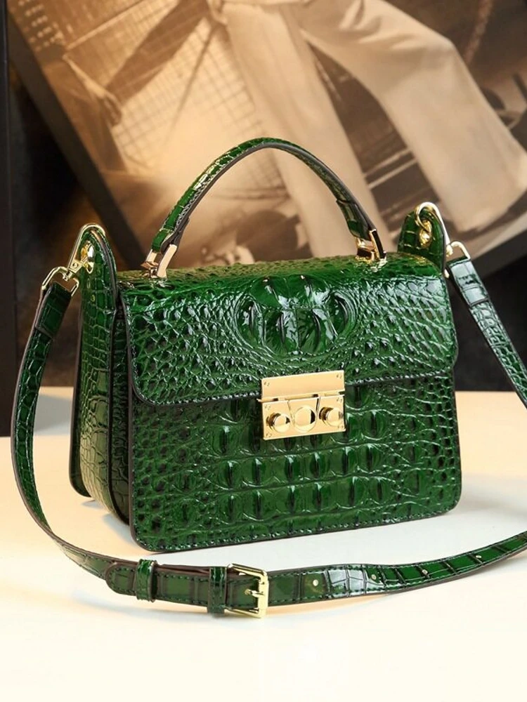 Fashionable Crocodile Pattern Leather Handbag Summer 2023 Women's Shoulder Crossbody Bag Handheld Bag Versatile Small Size