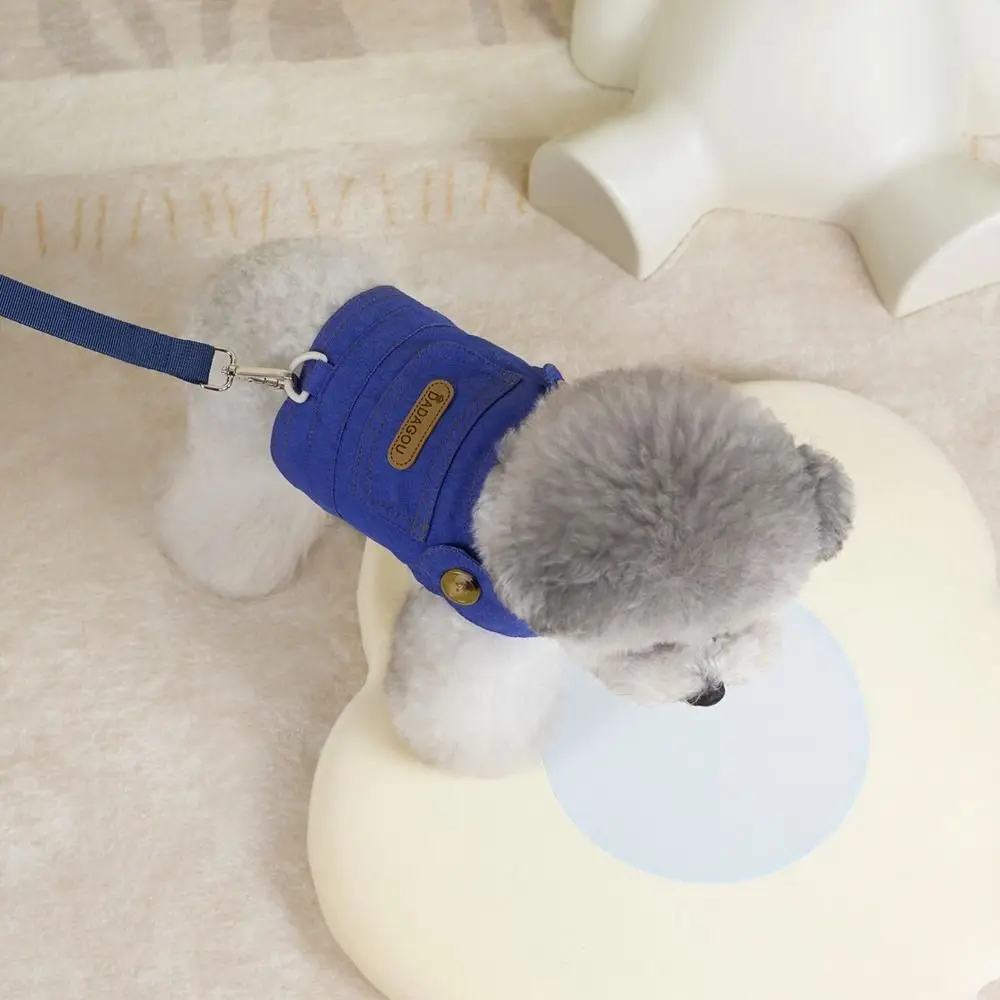 Adjustable Dog Cowboy Clothes Soft Breathable Dog Vest with Traction Rope Easy On and Off Puppy Harness for Small Medium Dogs