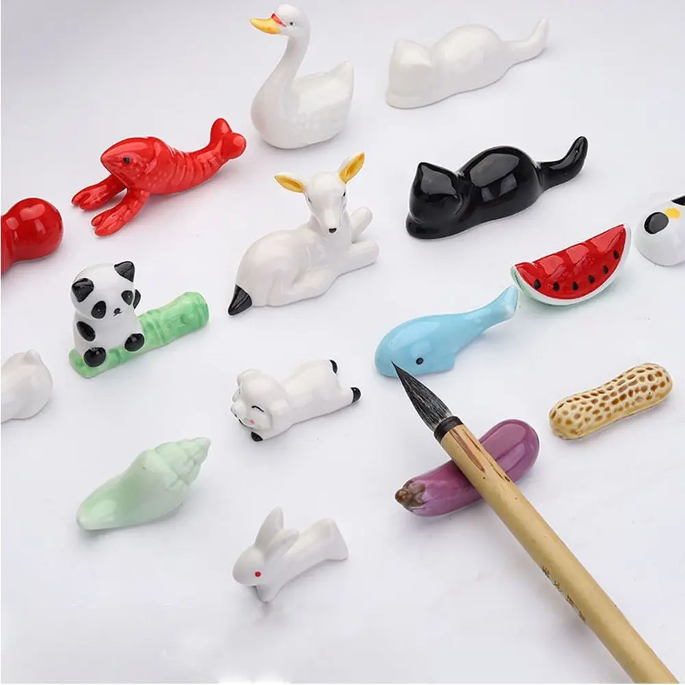 Cute Animal Ceramic Paint Brush Holder, Pen Rack, Display Stand, Paleta para Aquarela, Guache, Pintura Acrílica, Suprimentos de Arte