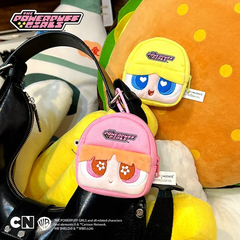 Leuke 10 cm Powerpuff Girls pluche tas portemonnee met Powerpuff Girls stripfiguren voor kinderen