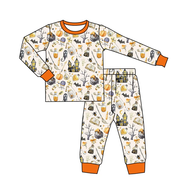 

Halloween costumes Baby boy clothes Toddler girl clothes Pumpkin fabric Long-sleeved long-pants sets Children's pajama sets