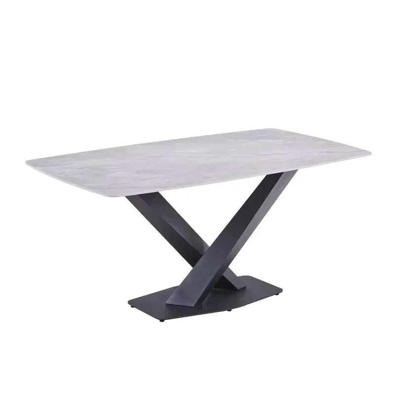Factory Direct Sales Dining Table Rectangular Marble Table Top Metal Base Frame Dining Table