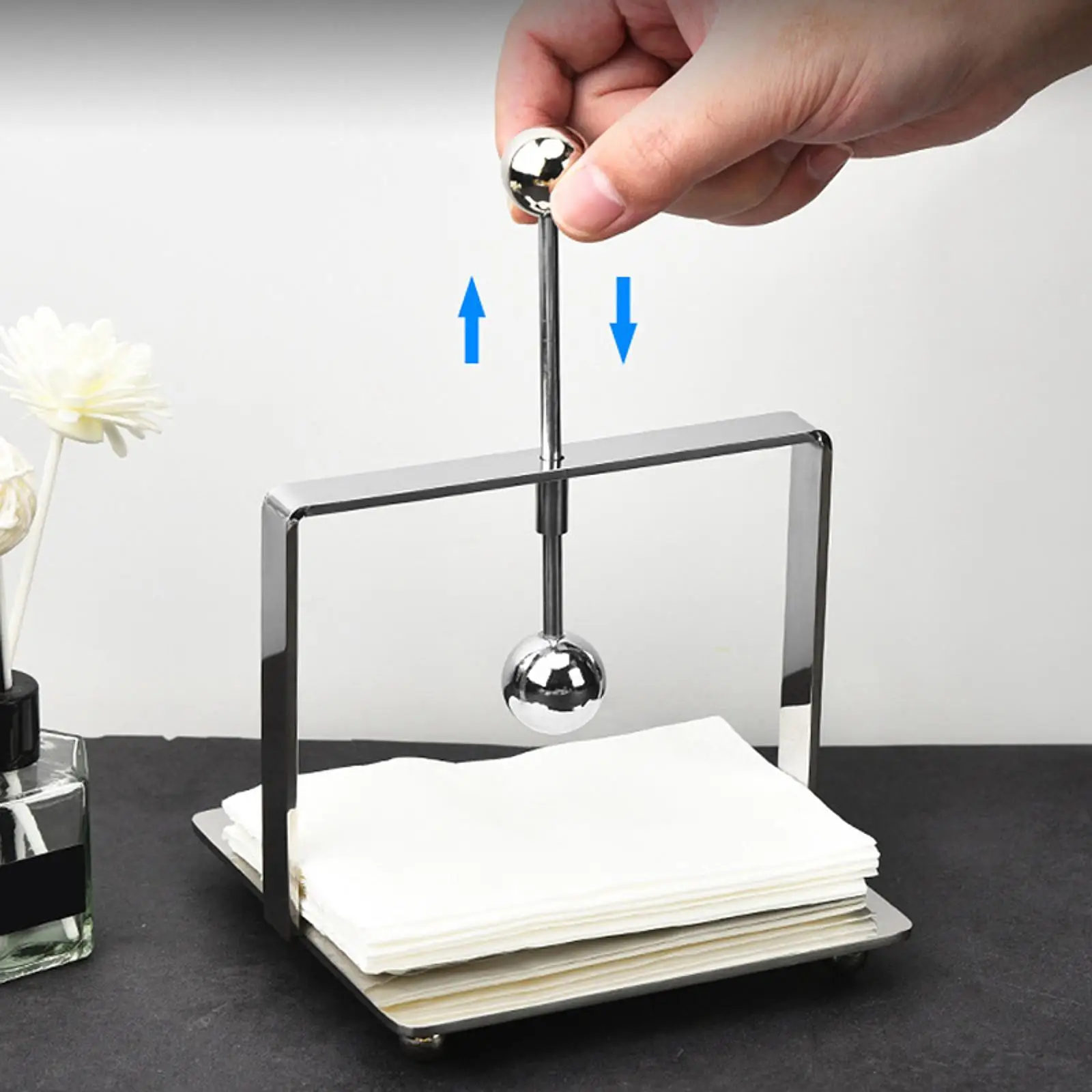 

Держатель для салфеток из нержавеющей стали Держатель для салфеток с утяжеленной ручкой Настольная салфетка