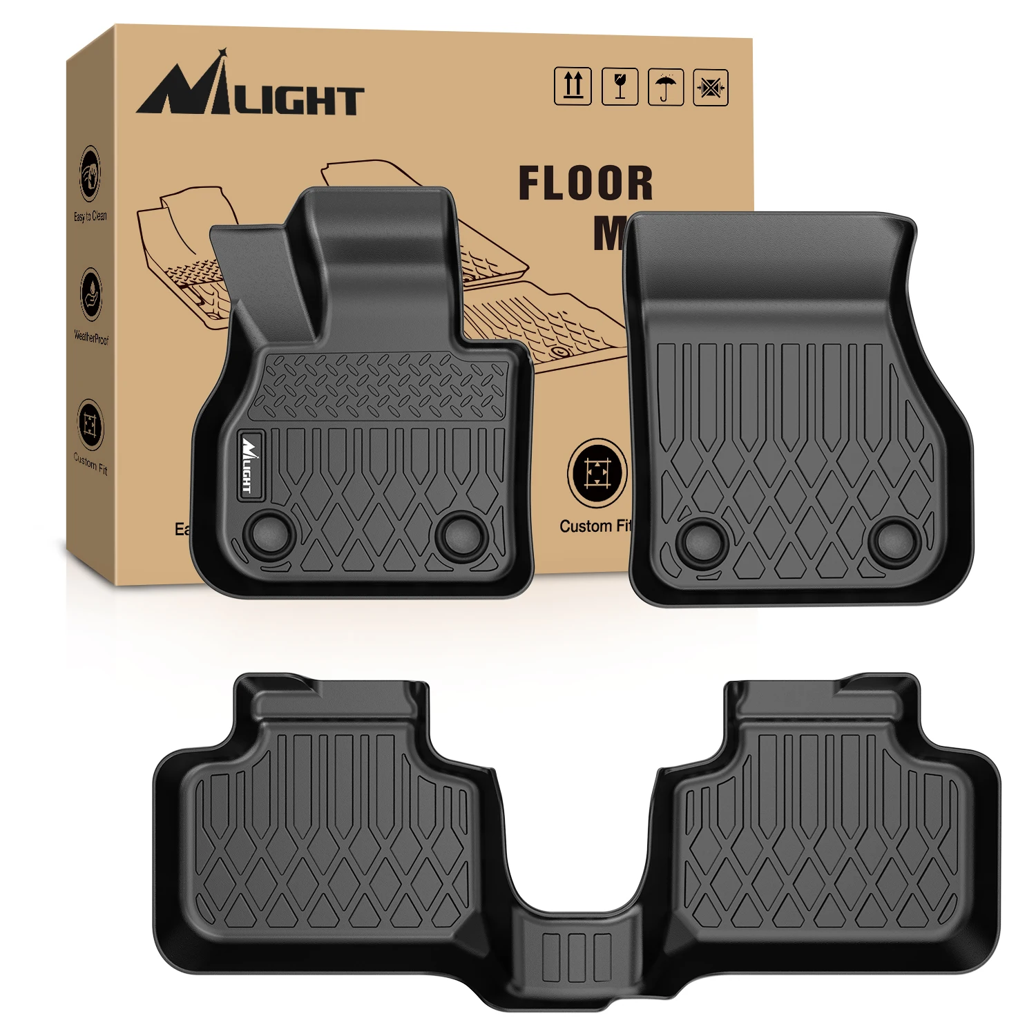 Nilight TPE Floor Mats for Mini Countryman F60 (Not for Manual Transmission) 2017 2018 2019 2020 2021 2022 2023 2024 Mini Countryman 2025 2026 (Not for SE/Electric Models) All Weather Custom Fit Heavy Duty Floor Liners